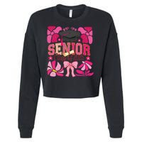 Senior Class 2025 Graduate Last Day Of School Coquette Bow Cropped Pullover Crew