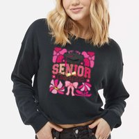 Senior Class 2025 Graduate Last Day Of School Coquette Bow Cropped Pullover Crew