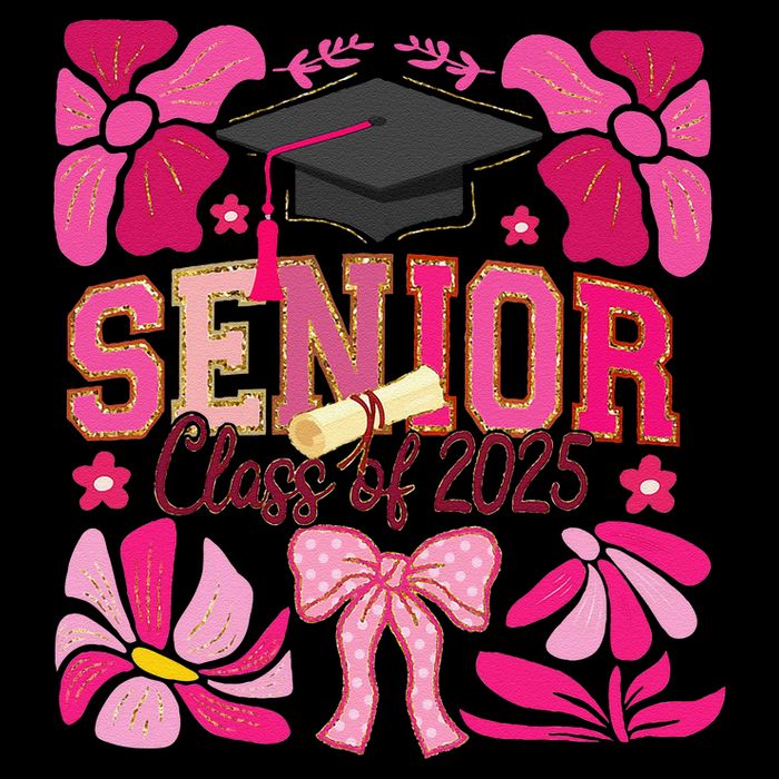 Senior Class 2025 Graduate Last Day Of School Coquette Bow Cropped Pullover Crew
