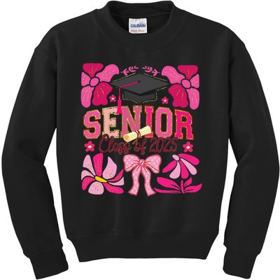 Senior Class 2025 Graduate Last Day Of School Coquette Bow Kids Sweatshirt