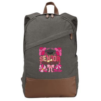 Senior Class 2025 Graduate Last Day Of School Coquette Bow Cotton Canvas Backpack