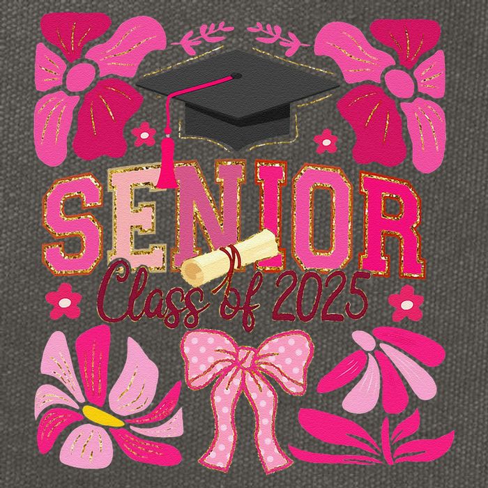 Senior Class 2025 Graduate Last Day Of School Coquette Bow Cotton Canvas Backpack