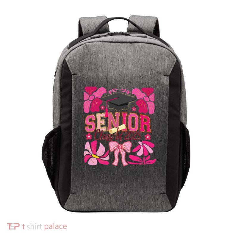 Senior Class 2025 Graduate Last Day Of School Coquette Bow Vector Backpack