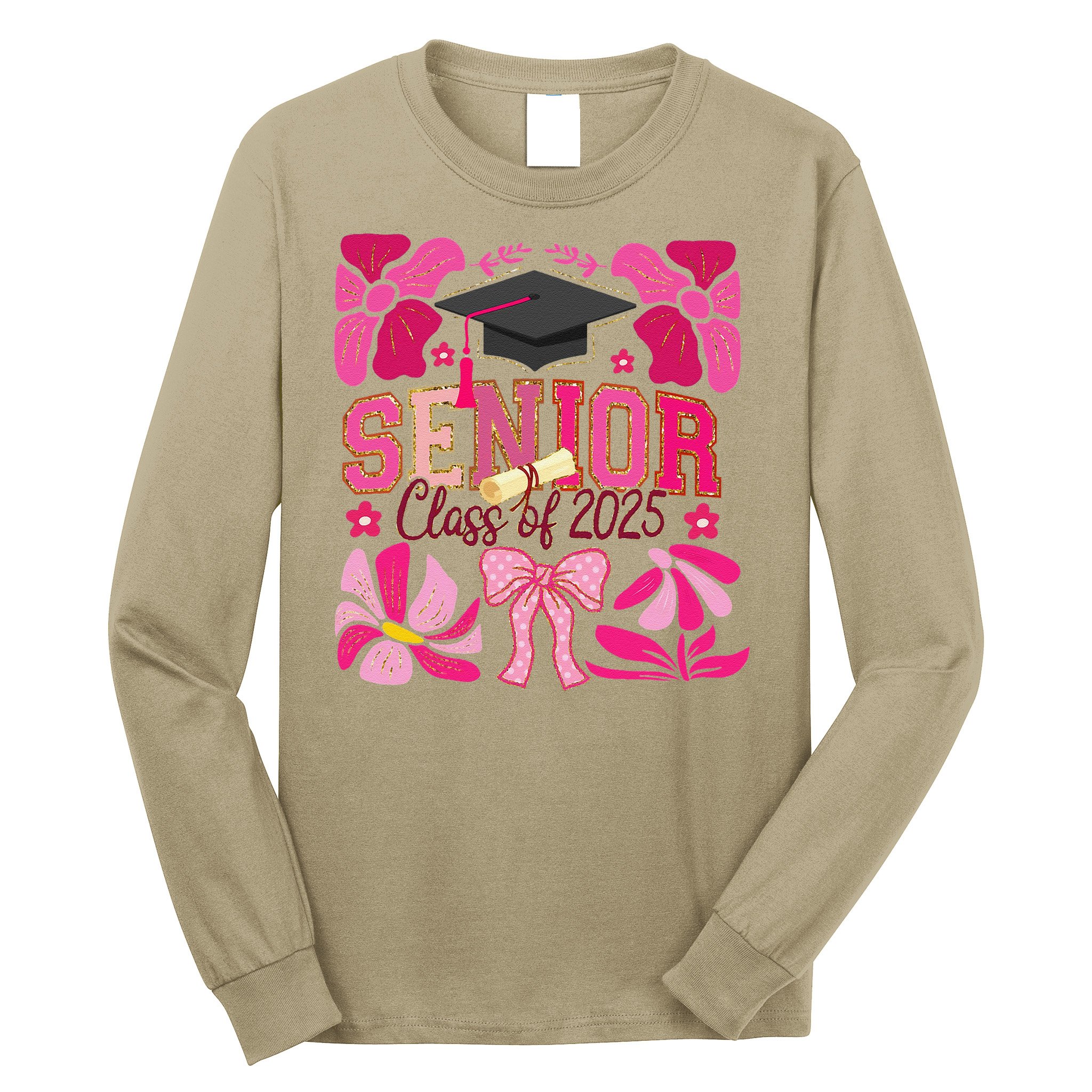Senior Class 2025 Graduate Last Day Of School Coquette Bow Long Sleeve Shirt