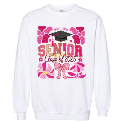 Senior Class 2025 Graduate Last Day Of School Coquette Bow Garment-Dyed Sweatshirt