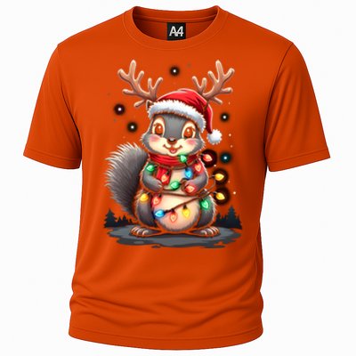 Squirrel Christmas 2024 With Lights And Holiday Xmas Funny Gift Cooling Performance Crew T-Shirt