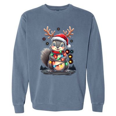 Squirrel Christmas 2024 With Lights And Holiday Xmas Funny Gift Garment-Dyed Sweatshirt