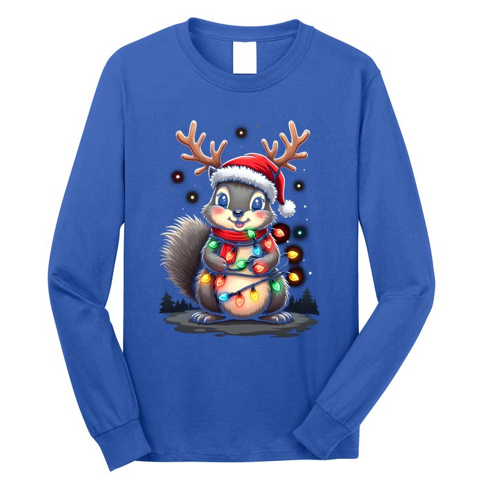 Squirrel Christmas 2024 With Lights And Holiday Xmas Funny Gift Long Sleeve Shirt