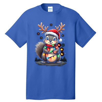 Squirrel Christmas 2024 With Lights And Holiday Xmas Funny Gift Tall T-Shirt