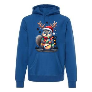 Squirrel Christmas 2024 With Lights And Holiday Xmas Funny Gift Premium Hoodie