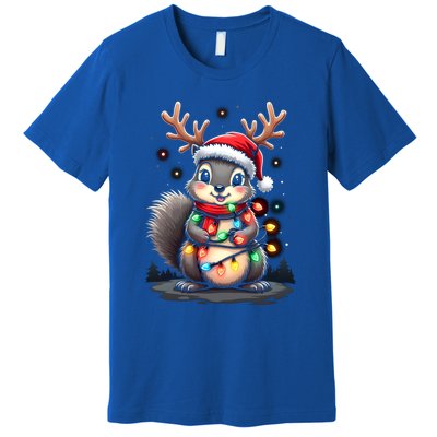 Squirrel Christmas 2024 With Lights And Holiday Xmas Funny Gift Premium T-Shirt