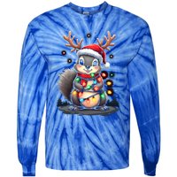 Squirrel Christmas 2024 With Lights And Holiday Xmas Funny Gift Tie-Dye Long Sleeve Shirt