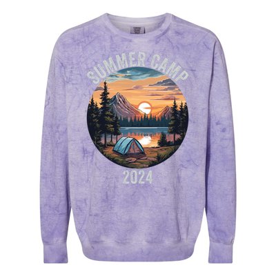 Summer Camp 2024 Fun Outdoors Camper Life Bonfire Camp Fire Funny Camping Colorblast Crewneck Sweatshirt