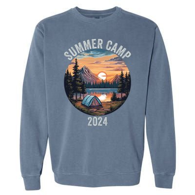 Summer Camp 2024 Fun Outdoors Camper Life Bonfire Camp Fire Funny Camping Garment-Dyed Sweatshirt