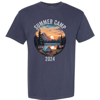 Summer Camp 2024 Fun Outdoors Camper Life Bonfire Camp Fire Funny Camping Garment-Dyed Heavyweight T-Shirt