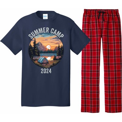 Summer Camp 2024 Fun Outdoors Camper Life Bonfire Camp Fire Funny Camping Pajama Set