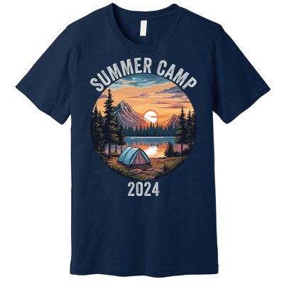 Summer Camp 2024 Fun Outdoors Camper Life Bonfire Camp Fire Funny Camping Premium T-Shirt