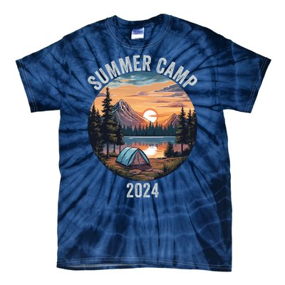 Summer Camp 2024 Fun Outdoors Camper Life Bonfire Camp Fire Funny Camping Tie-Dye T-Shirt