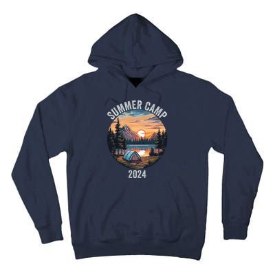 Summer Camp 2024 Fun Outdoors Camper Life Bonfire Camp Fire Funny Camping Tall Hoodie