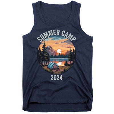 Summer Camp 2024 Fun Outdoors Camper Life Bonfire Camp Fire Funny Camping Tank Top