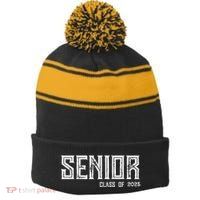 Senior Class 2025 Stripe Pom Pom Beanie