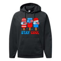 Stay Cool 4th Of July Popsicle American Flag Performance Fleece Hoodie