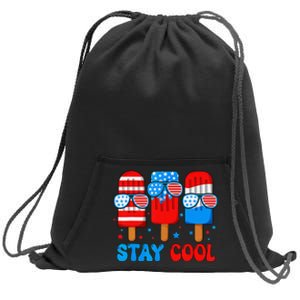 Stay Cool 4th Of July Popsicle American Flag Sweatshirt Cinch Pack Bag