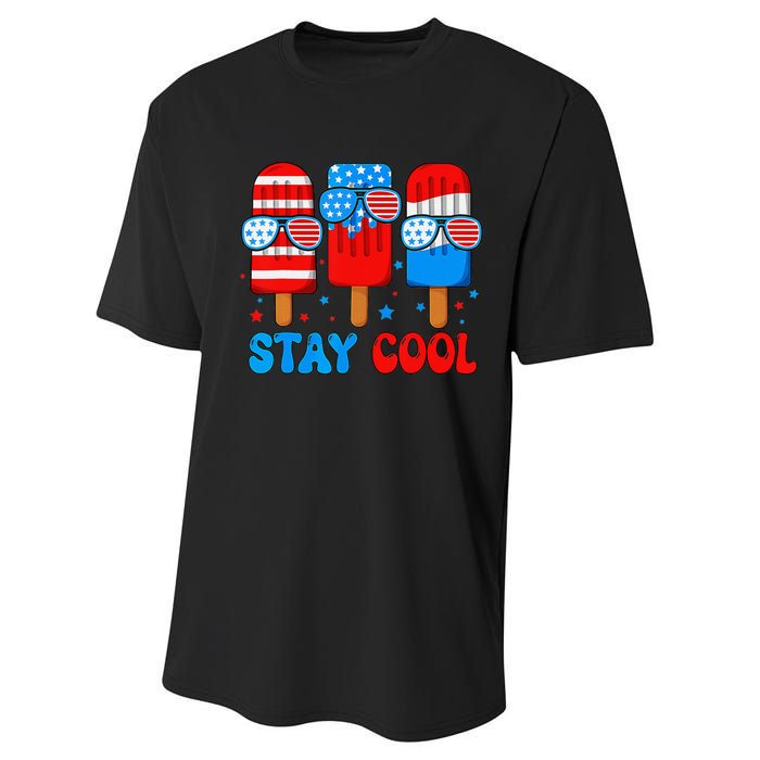 Stay Cool 4th Of July Popsicle American Flag Performance Sprint T-Shirt