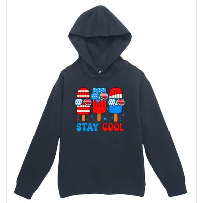 Stay Cool 4th Of July Popsicle American Flag Urban Pullover Hoodie