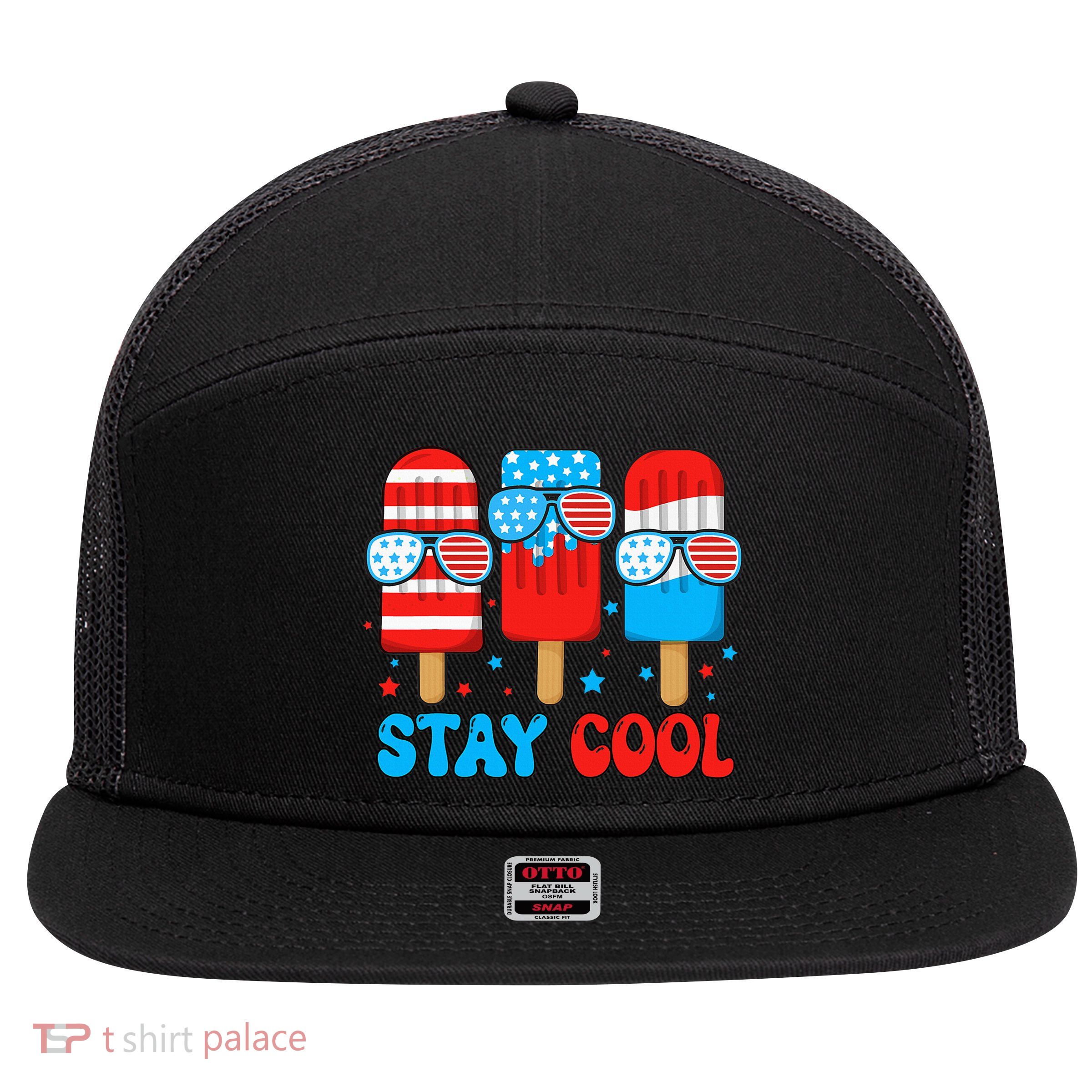 Stay Cool 4th July Popsicle 7 Panel Mesh Trucker Snapback Hat