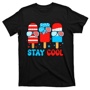 Stay Cool 4th July Popsicle Usa Flag American T-Shirt