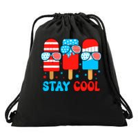 Stay Cool 4th July Popsicle Usa Flag American Drawstring Bag