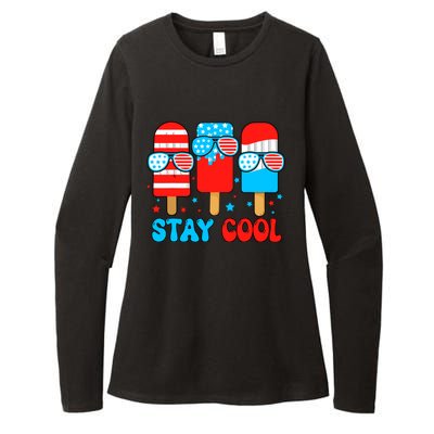 Stay Cool 4th July Popsicle Usa Flag American Womens CVC Long Sleeve Shirt