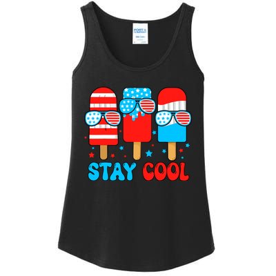 Stay Cool 4th July Popsicle Usa Flag American Ladies Essential Tank