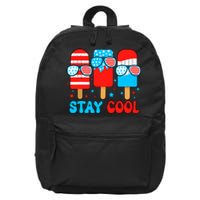 Stay Cool 4th July Popsicle Usa Flag American 16 in Basic Backpack