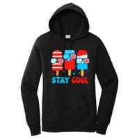 Stay Cool 4th July Popsicle Usa Flag American Women's Pullover Hoodie