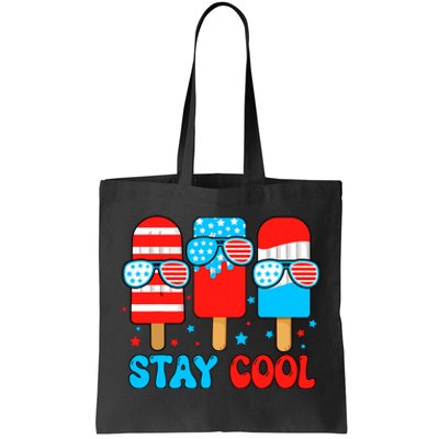 Stay Cool 4th July Popsicle Usa Flag American Tote Bag