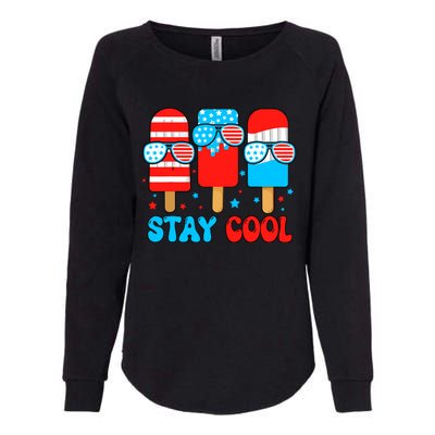 Stay Cool 4th July Popsicle Usa Flag American Womens California Wash Sweatshirt