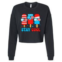 Stay Cool 4th July Popsicle Usa Flag American Cropped Pullover Crew