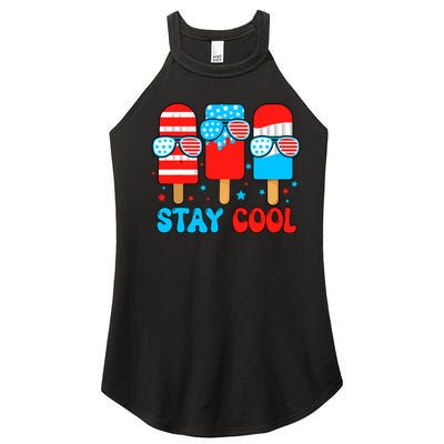 Stay Cool 4th July Popsicle Usa Flag American Women's Perfect Tri Rocker Tank