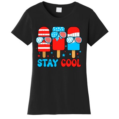 Stay Cool 4th July Popsicle Usa Flag American Women's T-Shirt