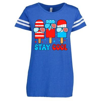 Stay Cool 4th July Popsicle Usa Flag American Enza Ladies Jersey Football T-Shirt