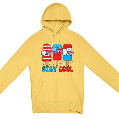 Stay Cool 4th July Popsicle Usa Flag Premium Pullover Hoodie