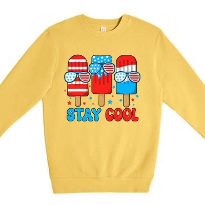 Stay Cool 4th July Popsicle Usa Flag Premium Crewneck Sweatshirt