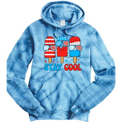 Stay Cool 4th July Popsicle Usa Flag Tie Dye Hoodie