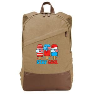 Stay Cool 4th July Popsicle Usa Flag Cotton Canvas Backpack