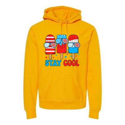 Stay Cool 4th July Popsicle Usa Flag Premium Hoodie