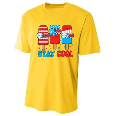 Stay Cool 4th July Popsicle Usa Flag Performance Sprint T-Shirt