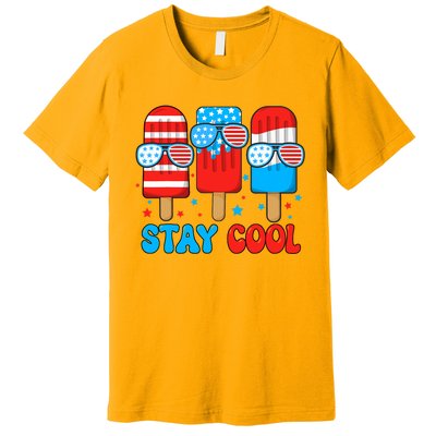 Stay Cool 4th July Popsicle Usa Flag Premium T-Shirt