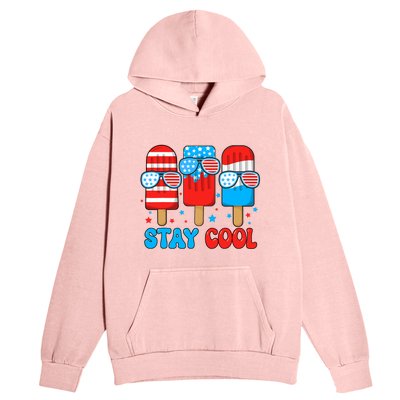 Stay Cool 4th July Popsicle Usa Flag Urban Pullover Hoodie